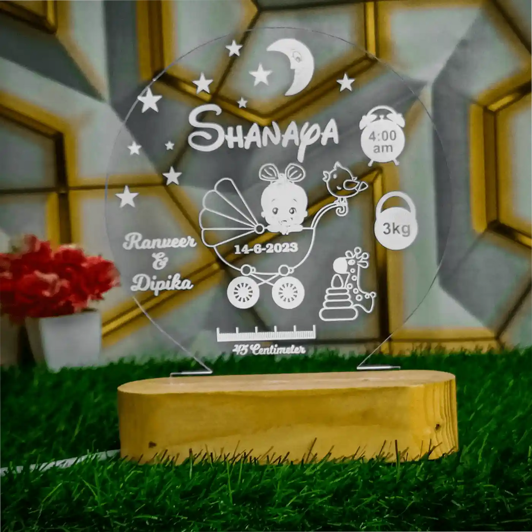 Personalized Engraved Baby Theme Acrylic Table Lamp