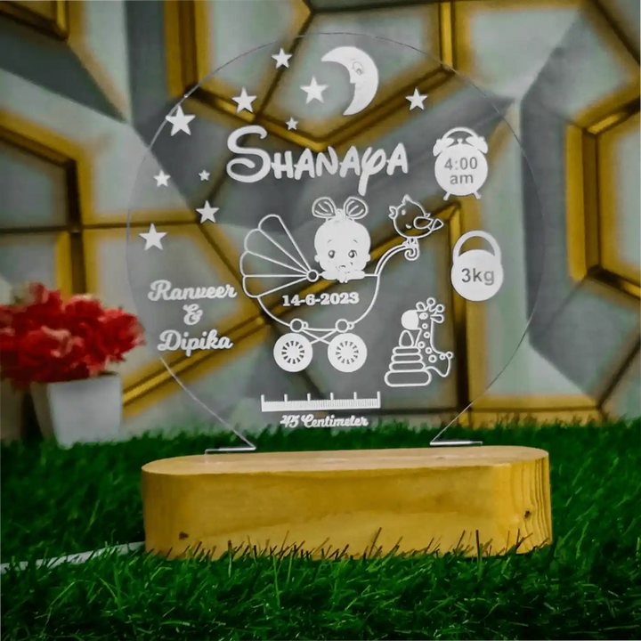 Personalized Engraved Baby Theme Acrylic Table Lamp