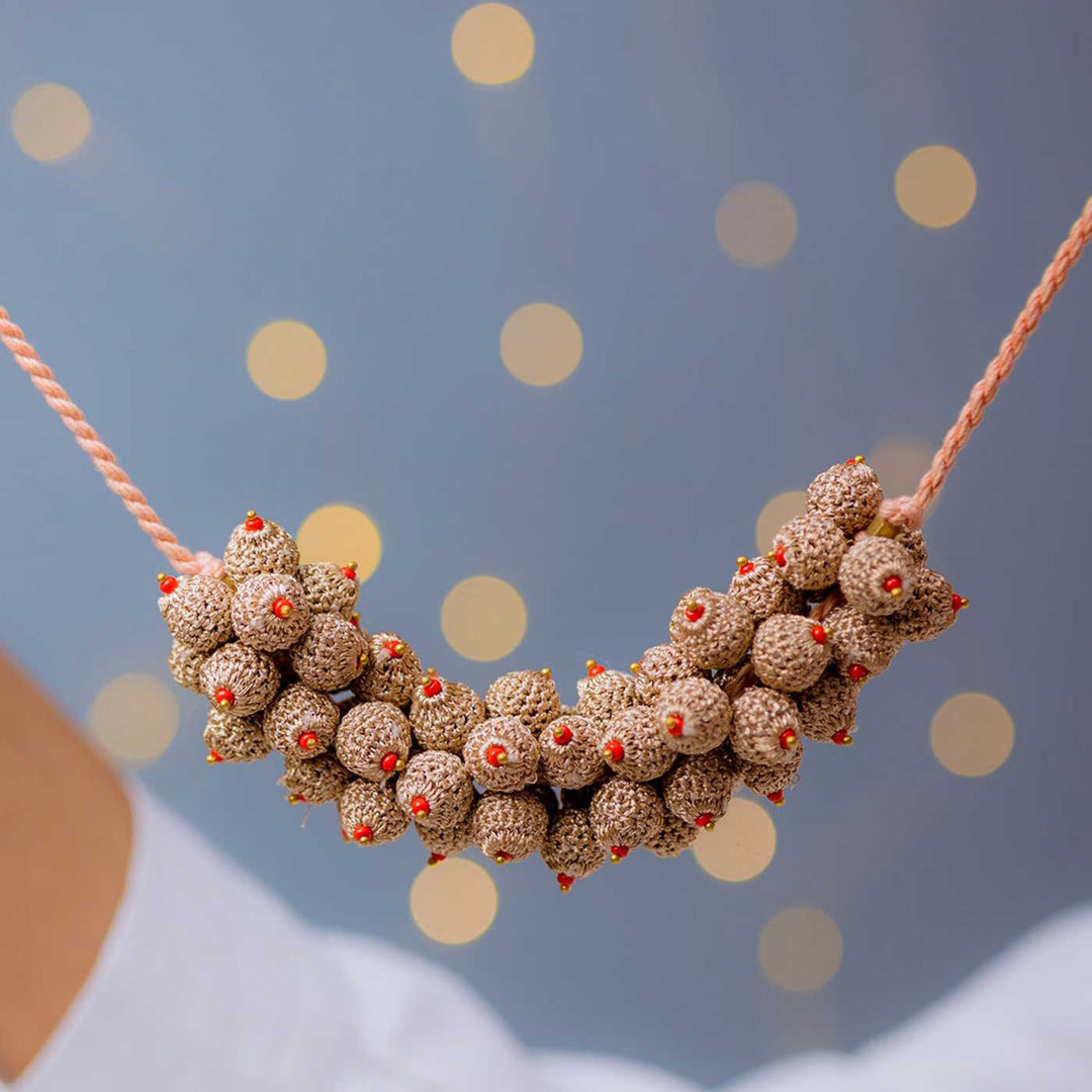 Handmade Crochet Rose Gold Devi Necklace
