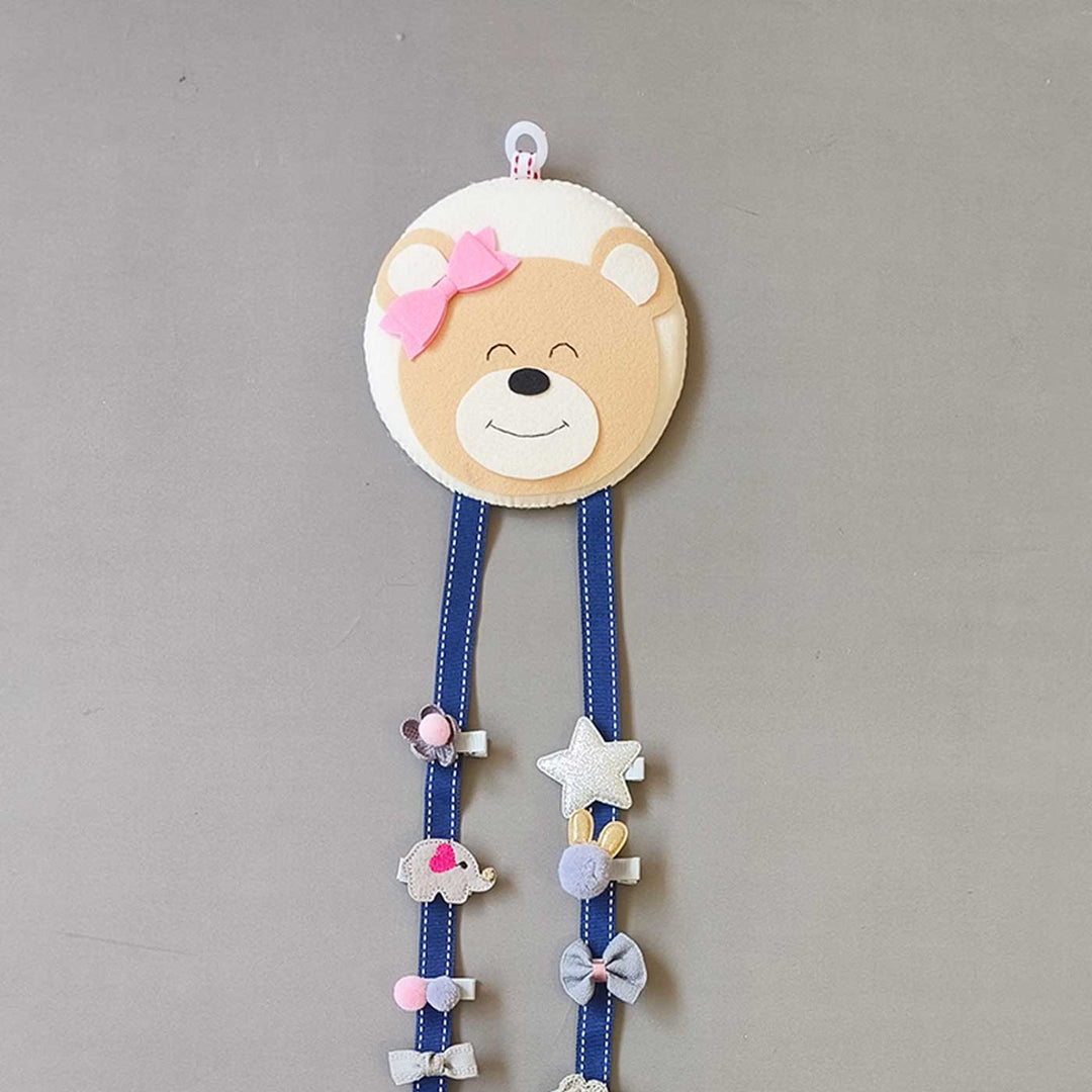Handmade Teddy Theme Felt Hair Clip Organiser