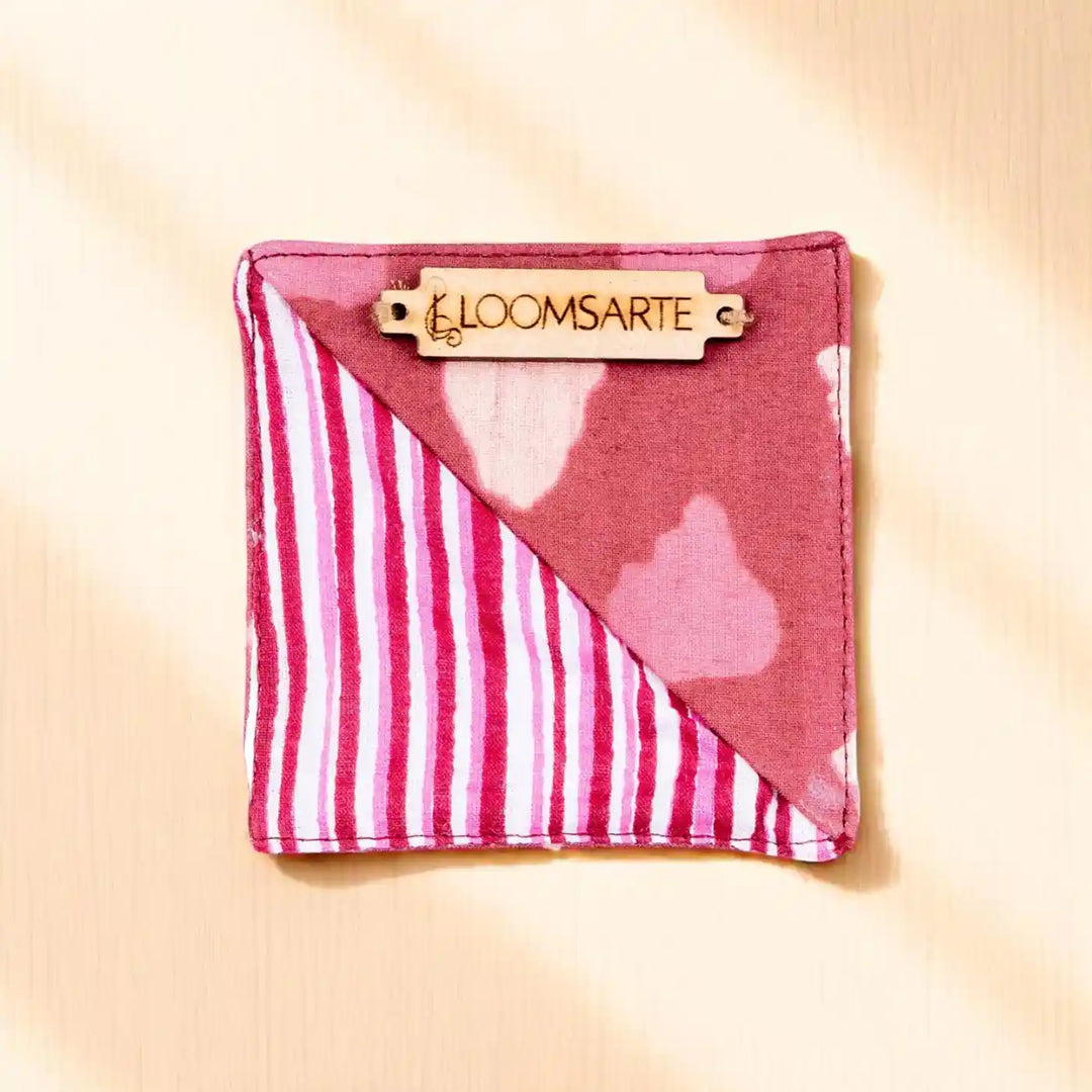 Handmade Red Bagru Cotton Ecofriendly Square Bookmark Traditional Charm | 3 x 3 inch