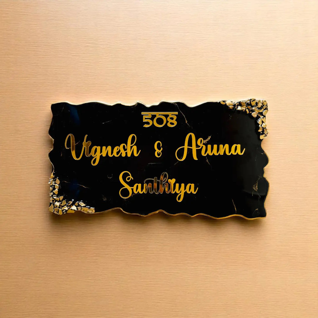 Personalized Rectangle Black Resin Name Plate