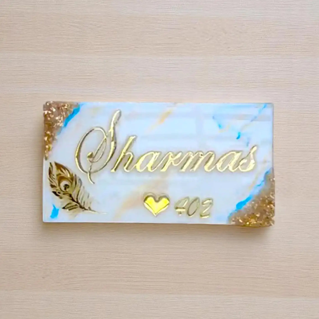 Personalized Feather Theme Rectangle Resin Name Plate