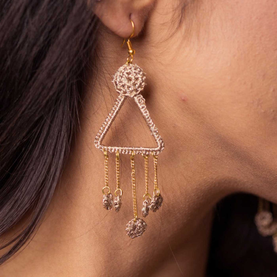 Handmade Crochet Shimmer Cluster Earrings