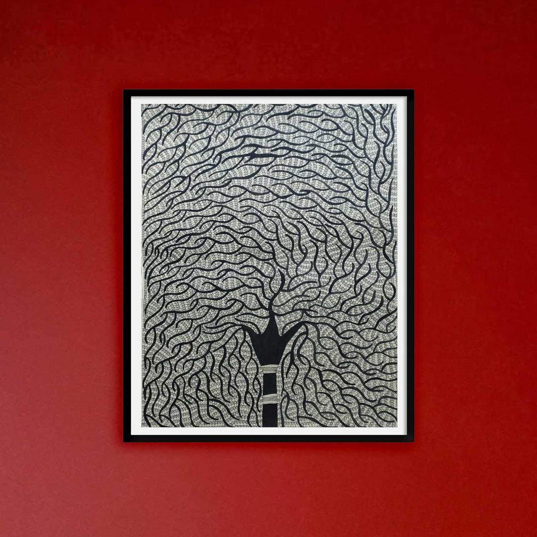 22 x 30 Inch | The Eternal Tree | Original Hand Painted Madhubani Painting | Natural Pigments On Paper