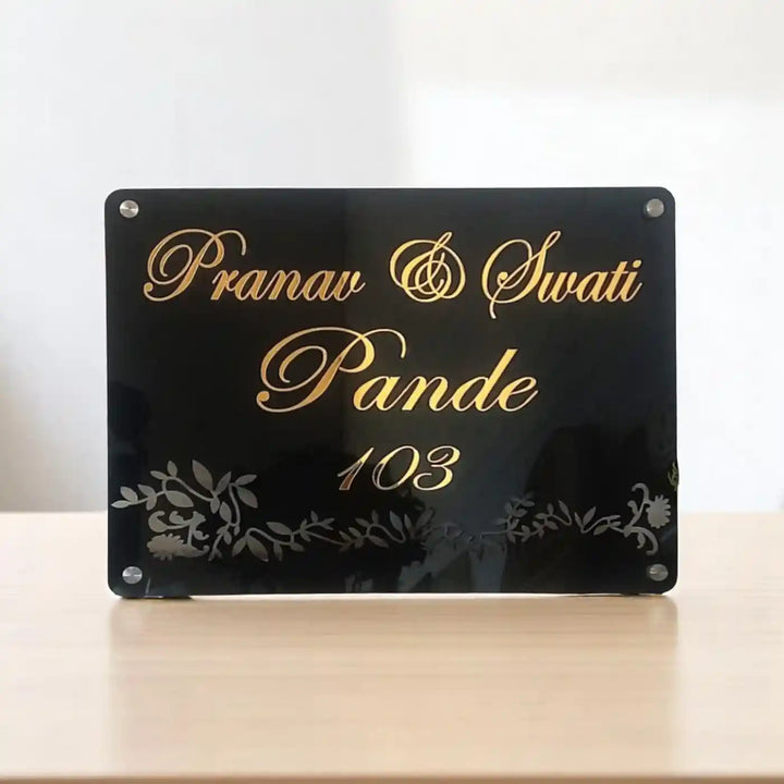 Personalized Handmade Flower Jali Design Acrylic Name Plate