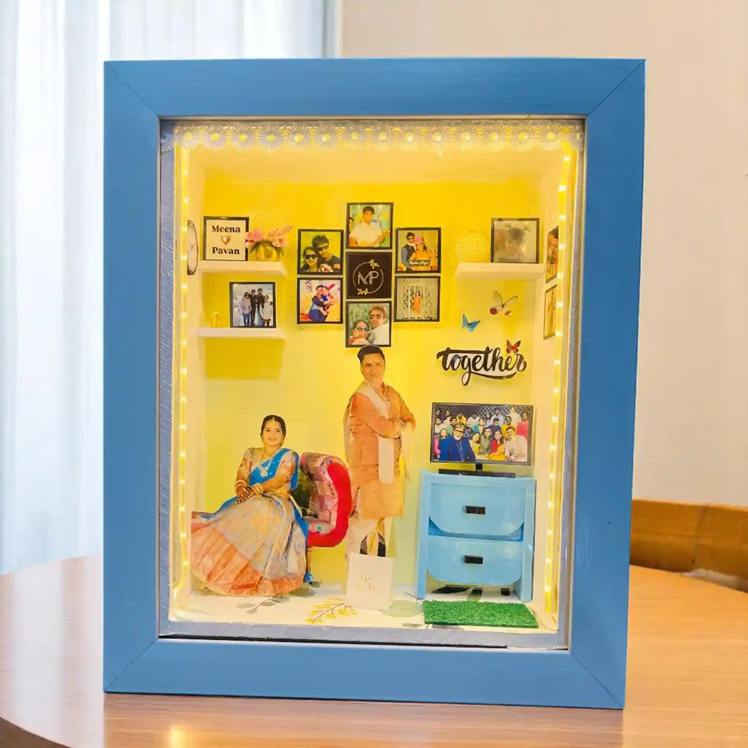 12 x 10 Inches | Photo Personalized Handmade Anniversary Theme MDF Wood Decorative Plaque With Lights