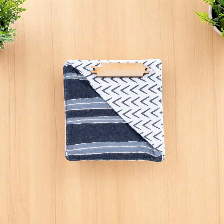 Handmade Black And White Cotton Ecofriendly Square Bookmark | 3 x 3 inch