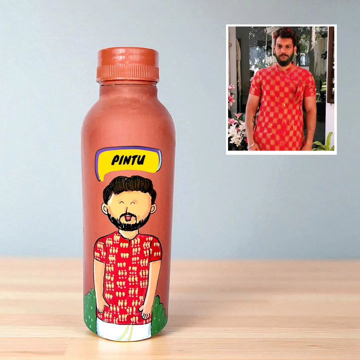 Photo Personalized Hand-Painted Terracotta Bottle