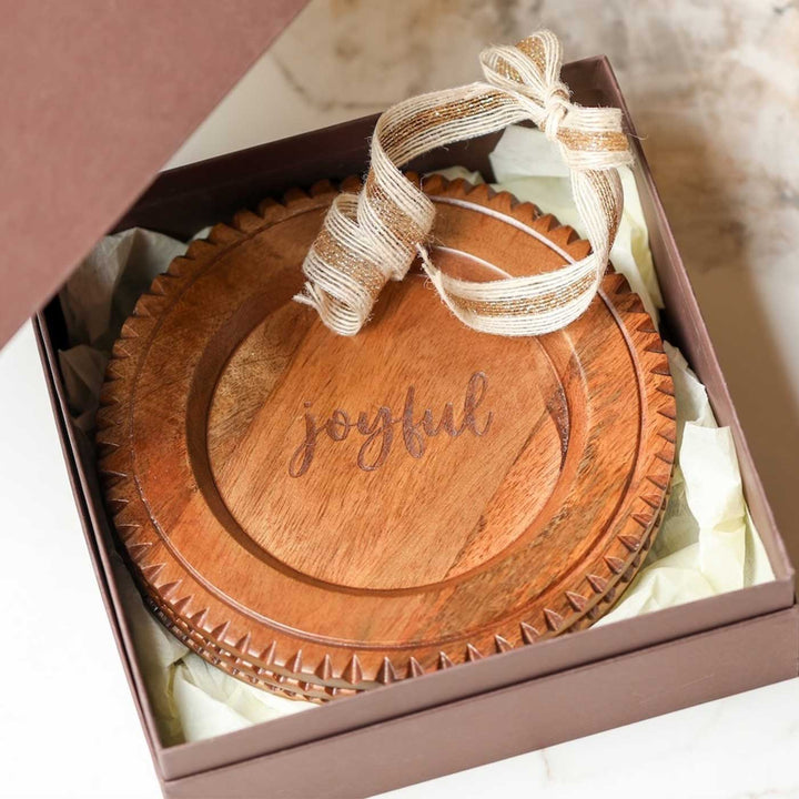 Handmade Heartfelt Trio Wooden Platter | Set Of 3
