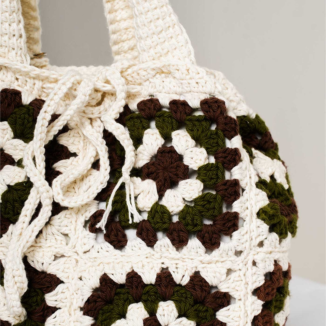 Handmade Crochet Military Design Everyday Cotton Tote Bag