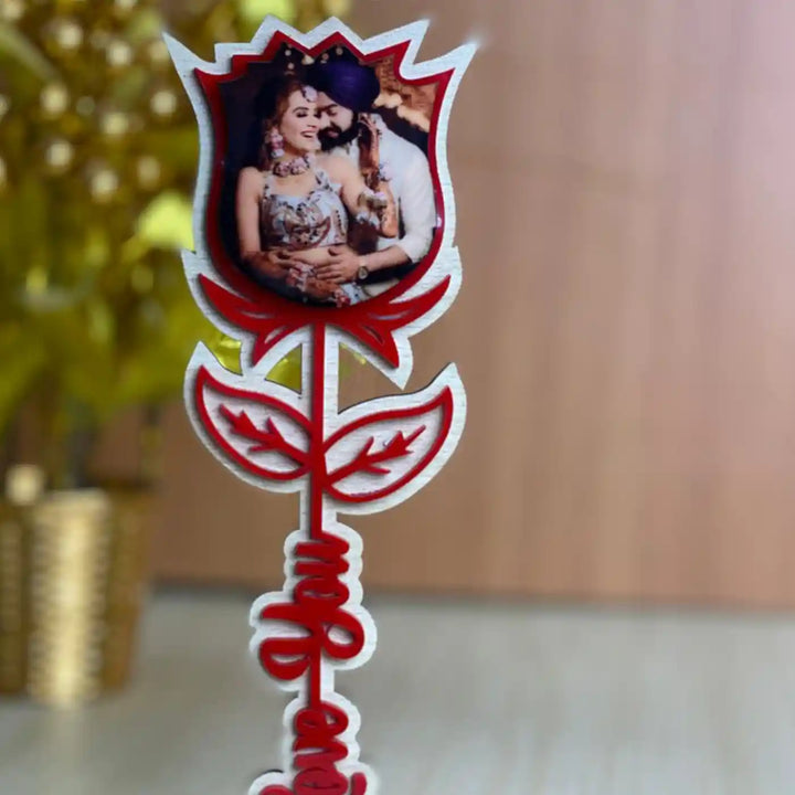 Photo Personalized Printed Rose Theme Wooden Decorative Plaque