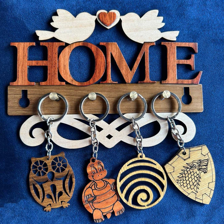 Home With Birds Laser - cut Wooden Key Hanger