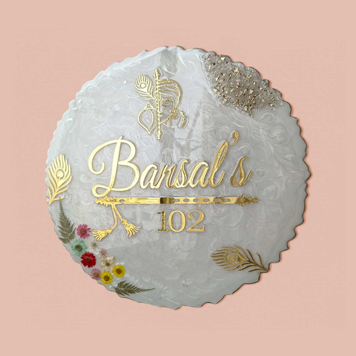 Personalized Krishna Theme Resin Name Plate