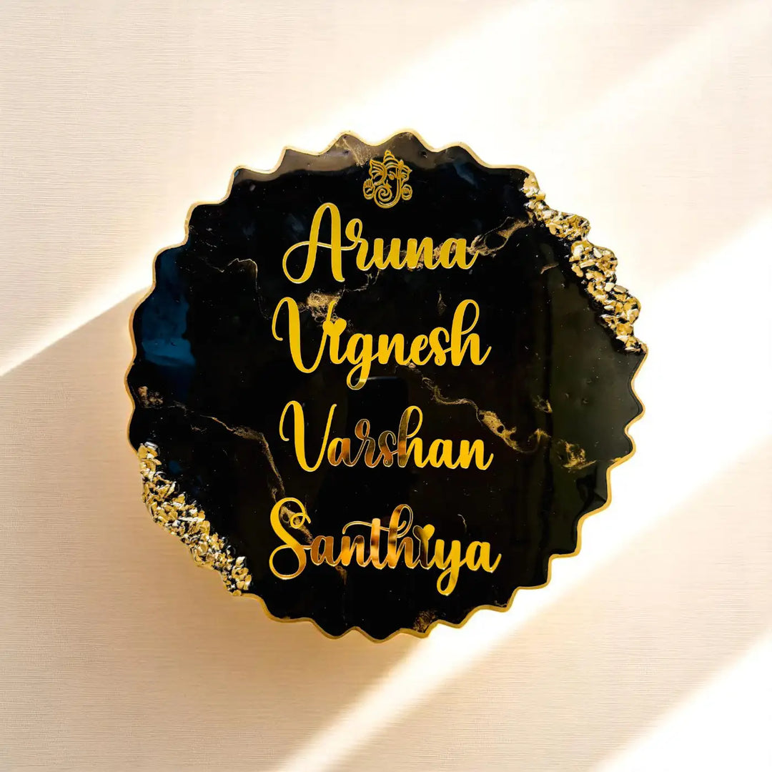 Personalized Round Black Resin Name Plate