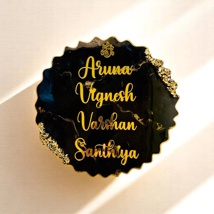 Personalized Round Black Resin Name Plate