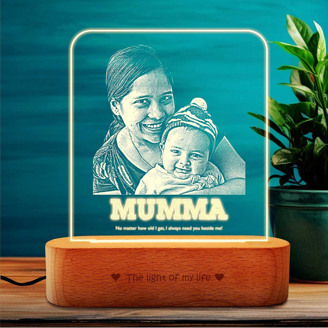 Photo Personalized "Mumma" Engraved Acrylic Lamp For Mothers