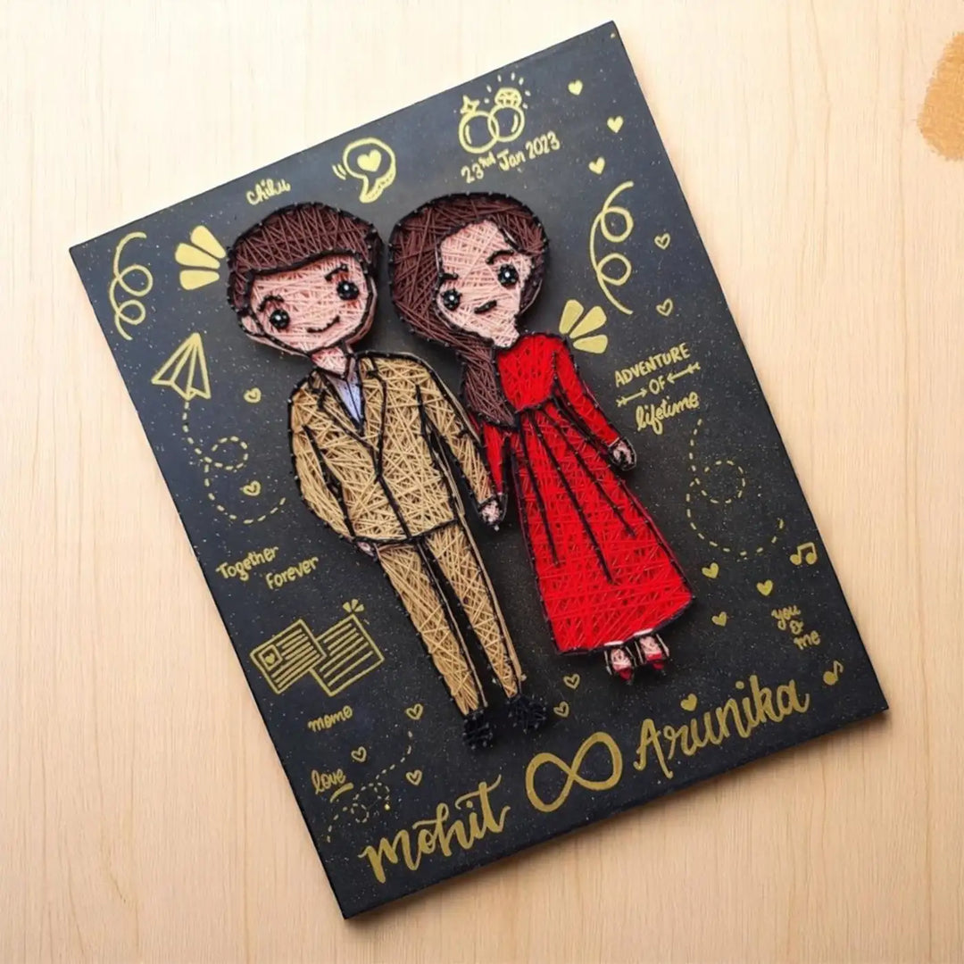 Personalized Handmade String Art Wedding Party Theme MDF Wood Name Plate