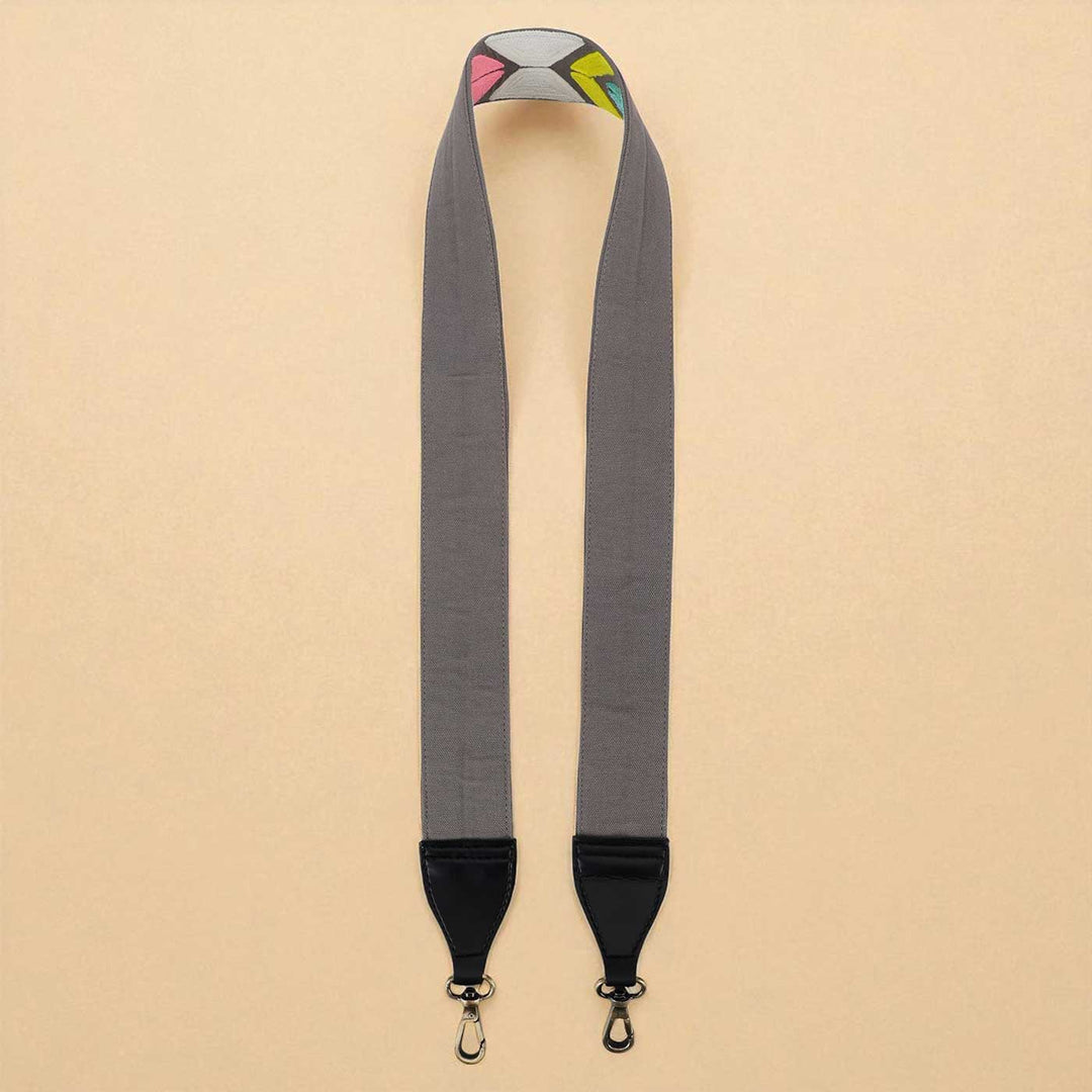 Handmade Grey Colorful Design Canvas Bag Strap