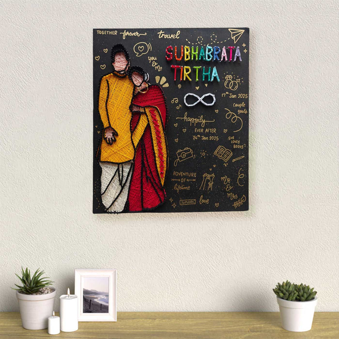 Photo Personalized Handmade String Art Wedding Couples MDF Wood Name Plate