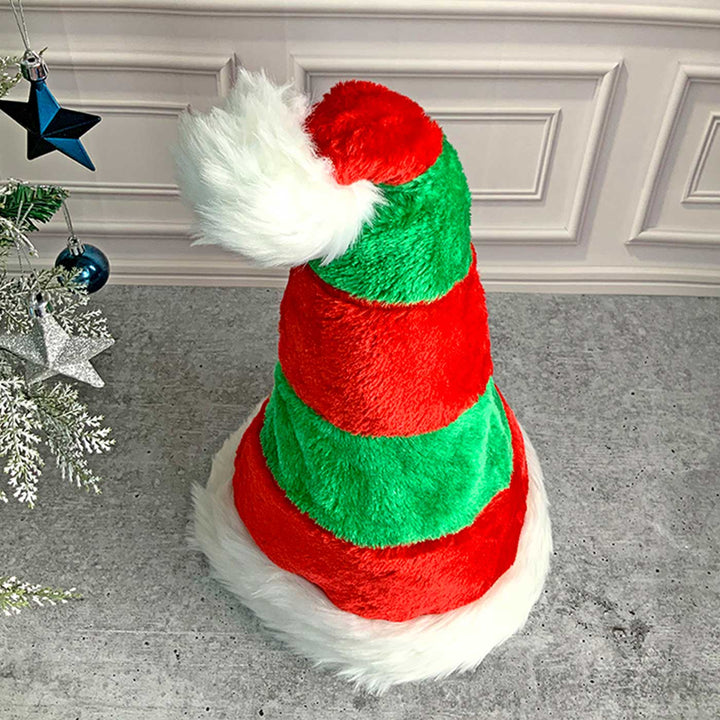 Handmade Green & Red Stripes Furry Velvet Santa Hat | Xmas Gifting Ideas