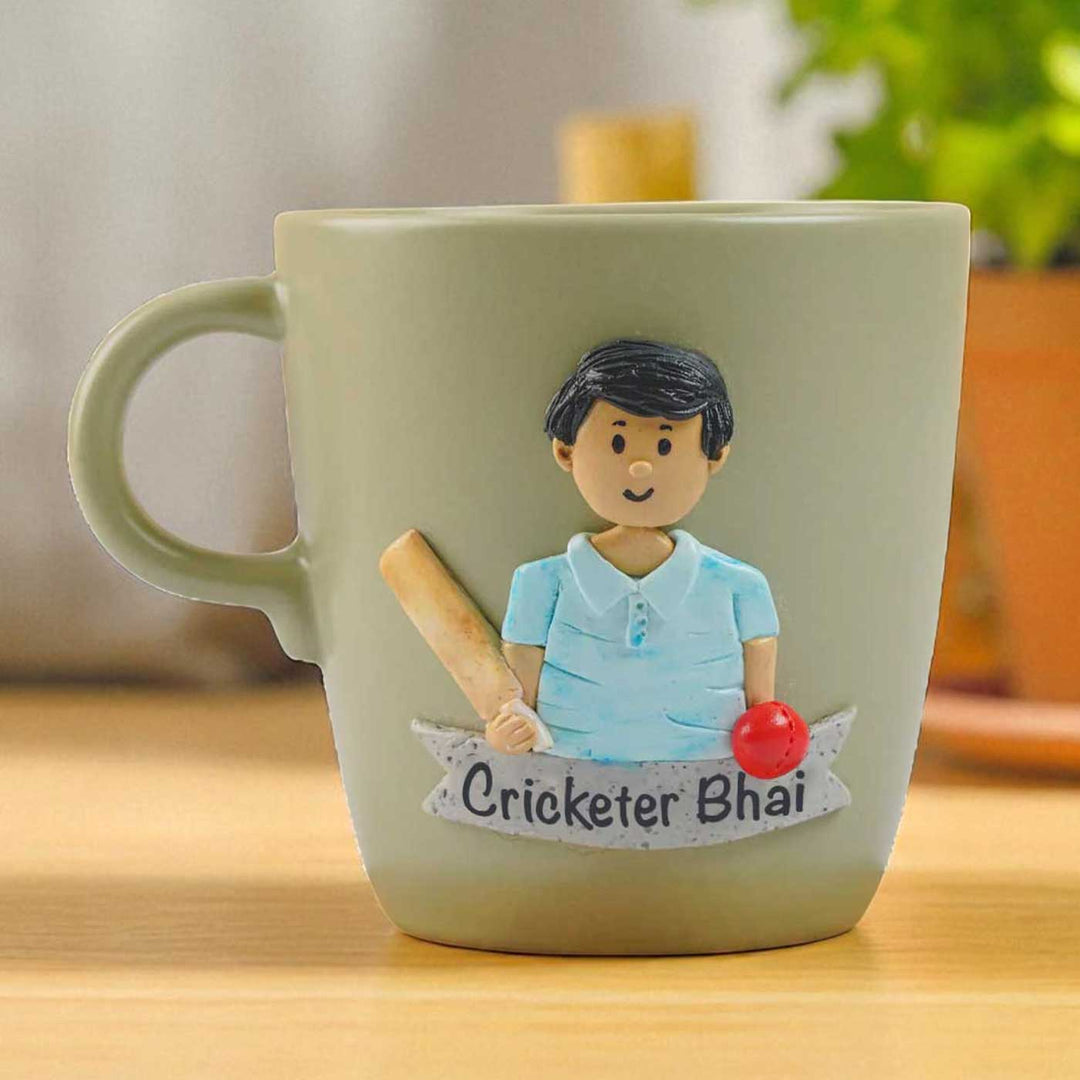 Personalized Handmade Polymer Clay Sports Bro Theme Ceramic Mug