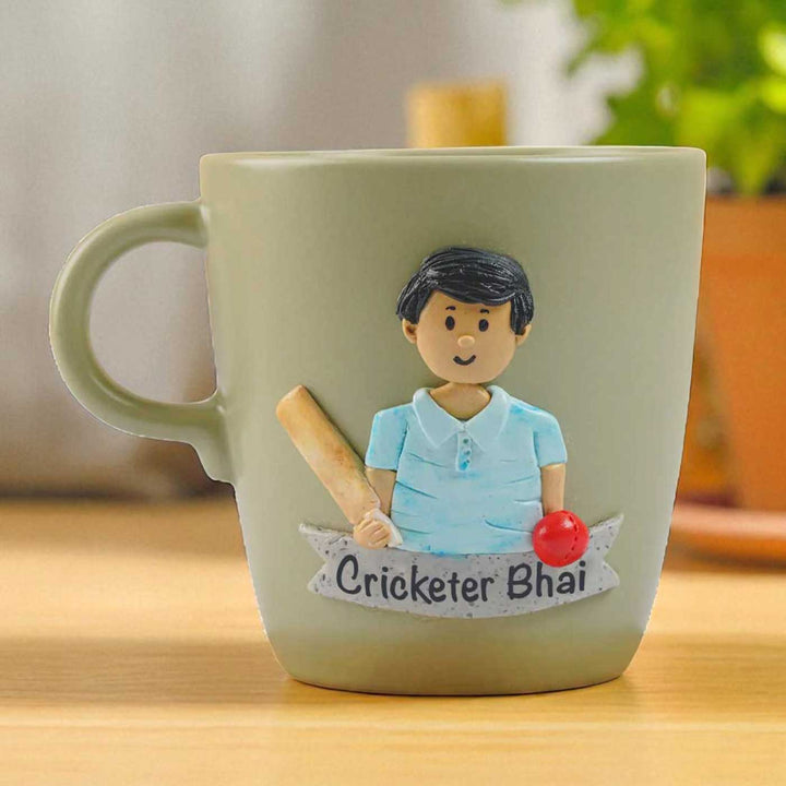 Personalized Handmade Polymer Clay Sports Bro Theme Ceramic Mug