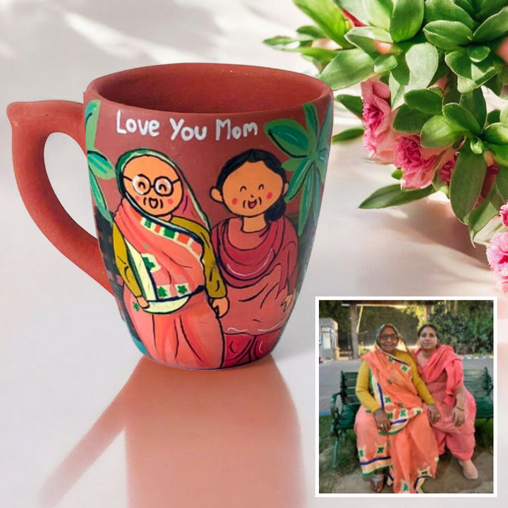 Handpainted Personalised 3D Terracotta Mug with Caricatures