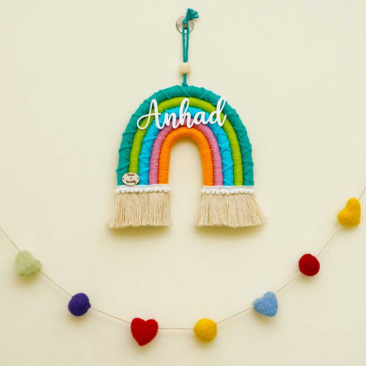 Macrame Rainbow Personalized Kids' Nameplate & Bunting Combo