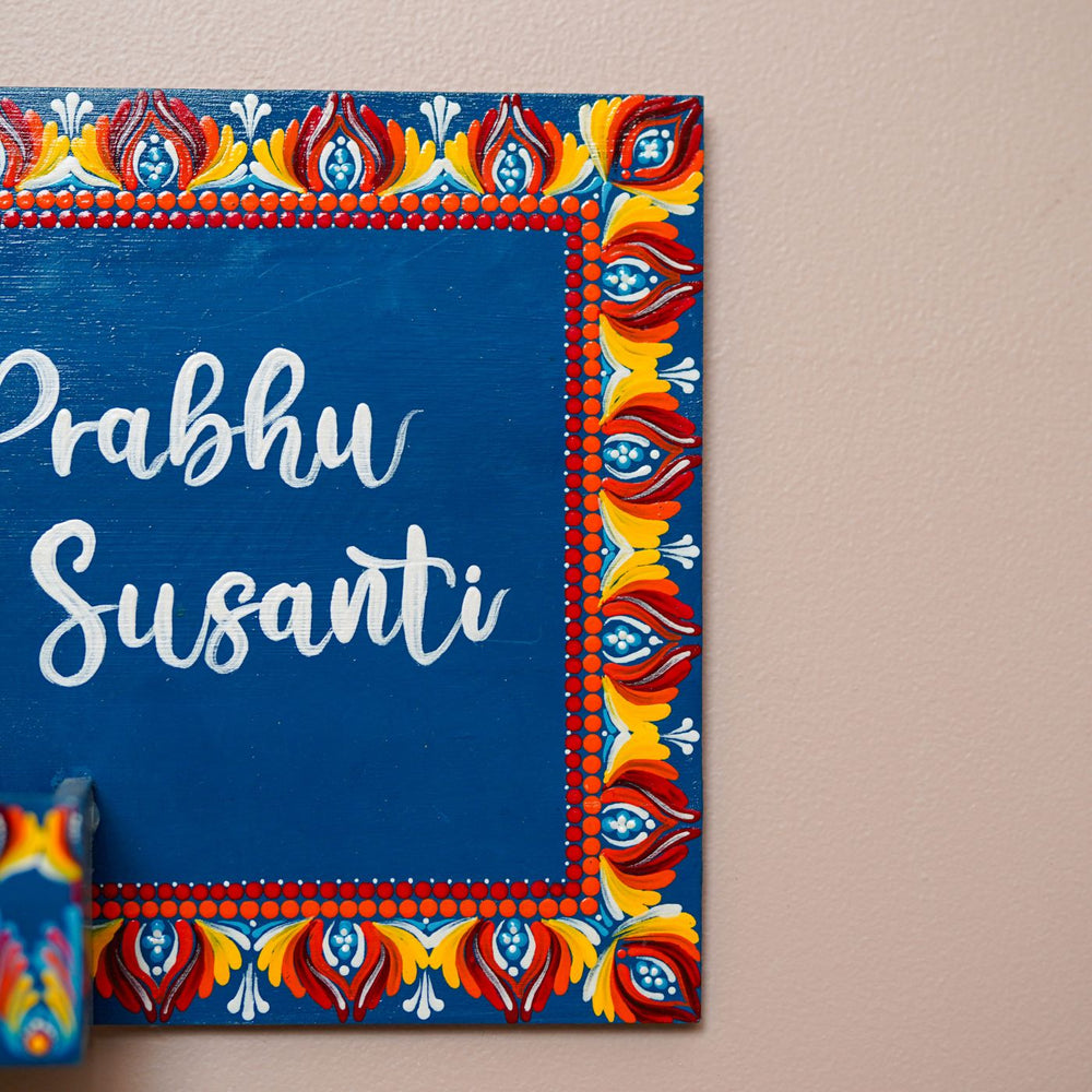 Handcrafted Dot Art Rectangular Planter Name Plate - Name Personalization Close-up Corner