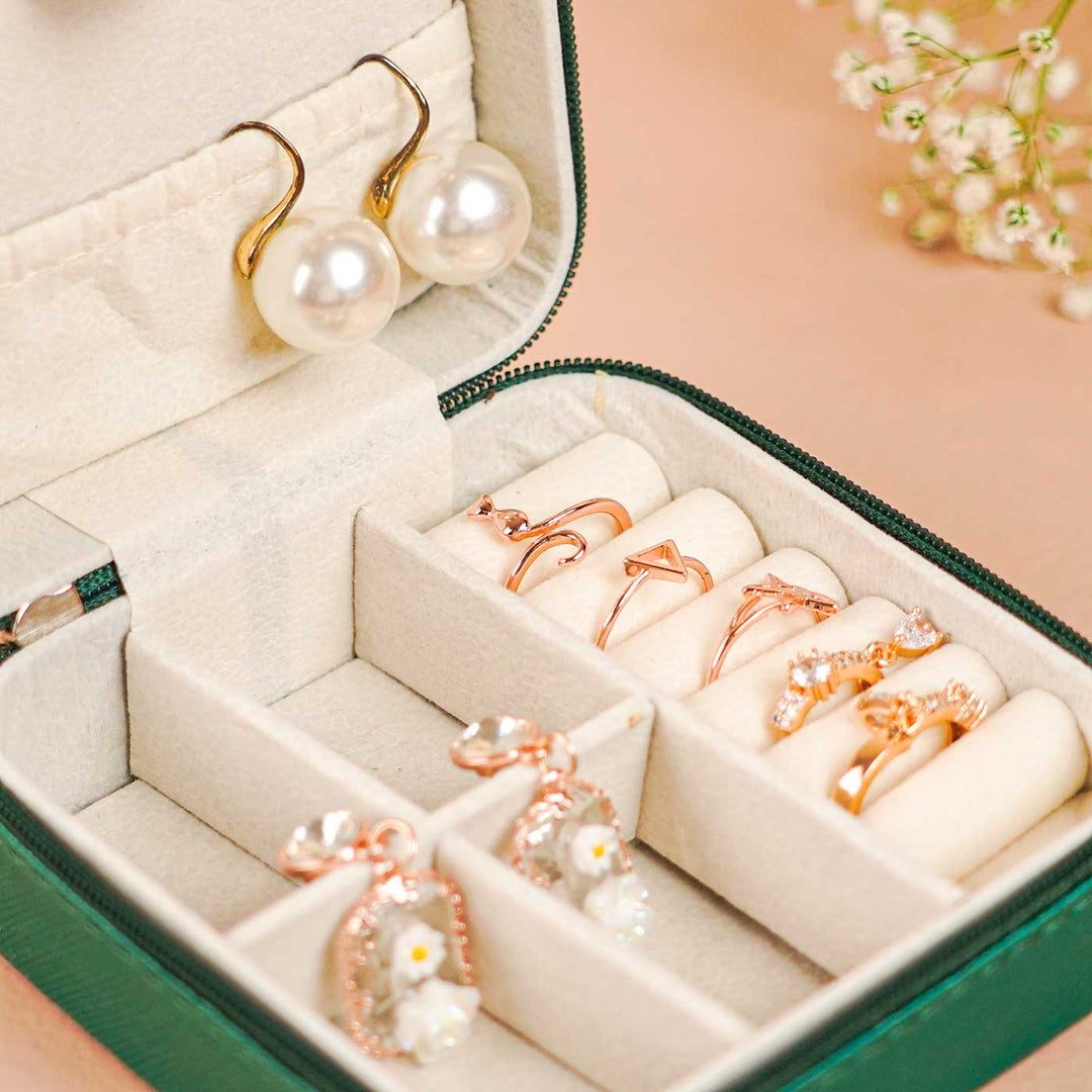 Personalized Handmade Floral Theme Leather Jewellery Box