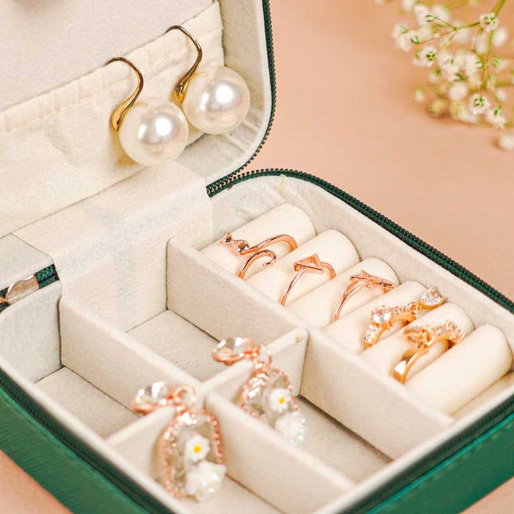 Personalized Handmade Floral Theme Leather Jewellery Box