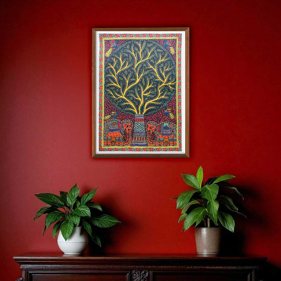 22 x 30 Inch | Tree Of Life | Original Hand Painted Madhubani Painting | Natural Pigments On Paper