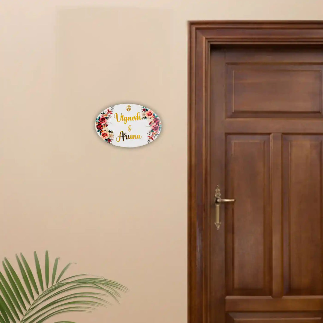 Personalized Floral Ganesha Theme Resin Name Plate