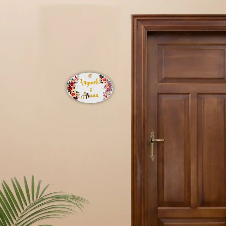Personalized Floral Ganesha Theme Resin Name Plate