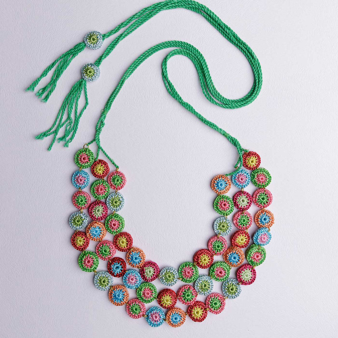 Handmade Crochet Multicolor Mela Layered Necklace