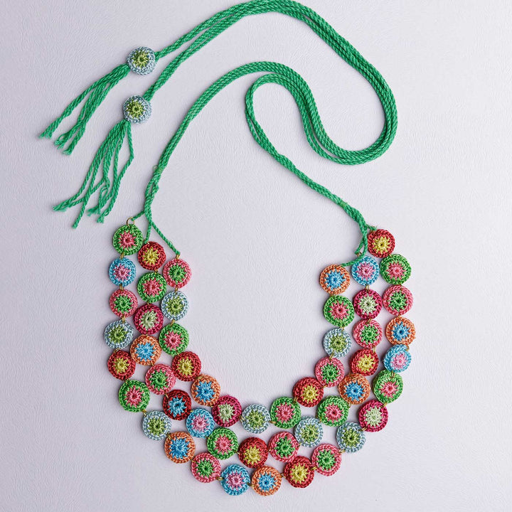 Handmade Crochet Multicolor Mela Layered Necklace