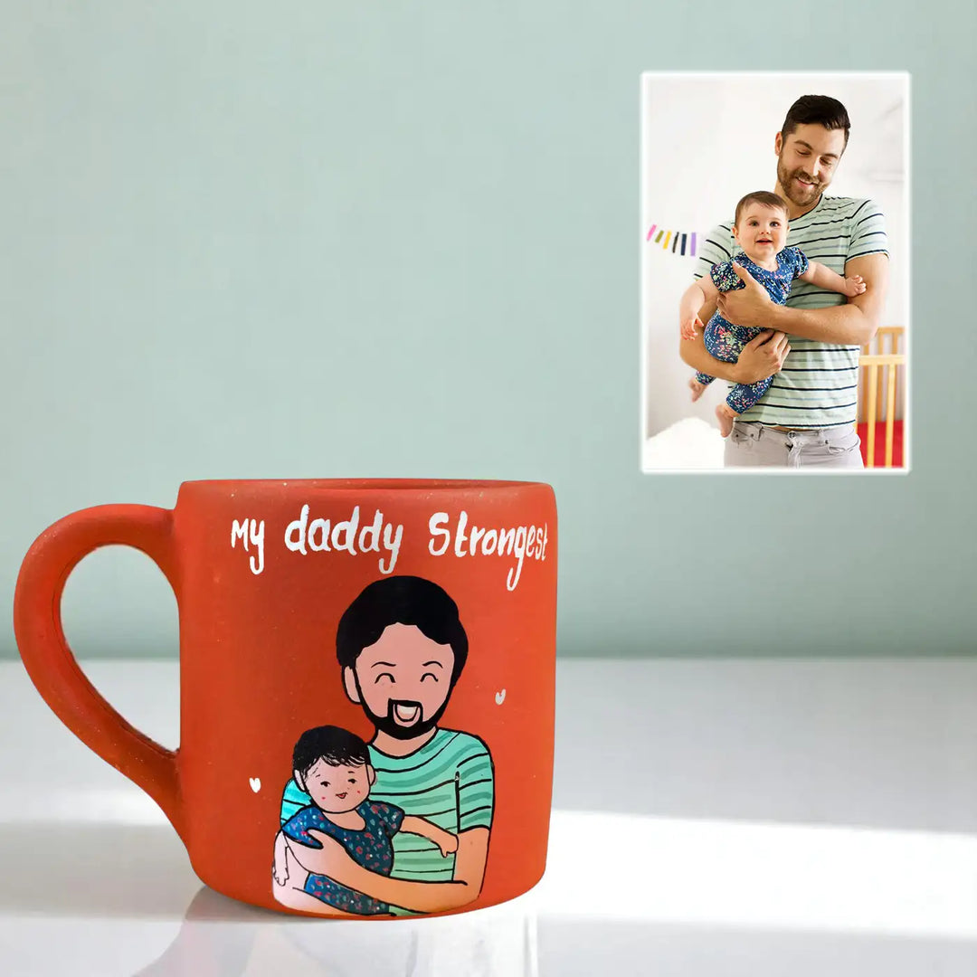 Photo Personalized Hand-Painted Father'S Day Theme Terracotta Mug