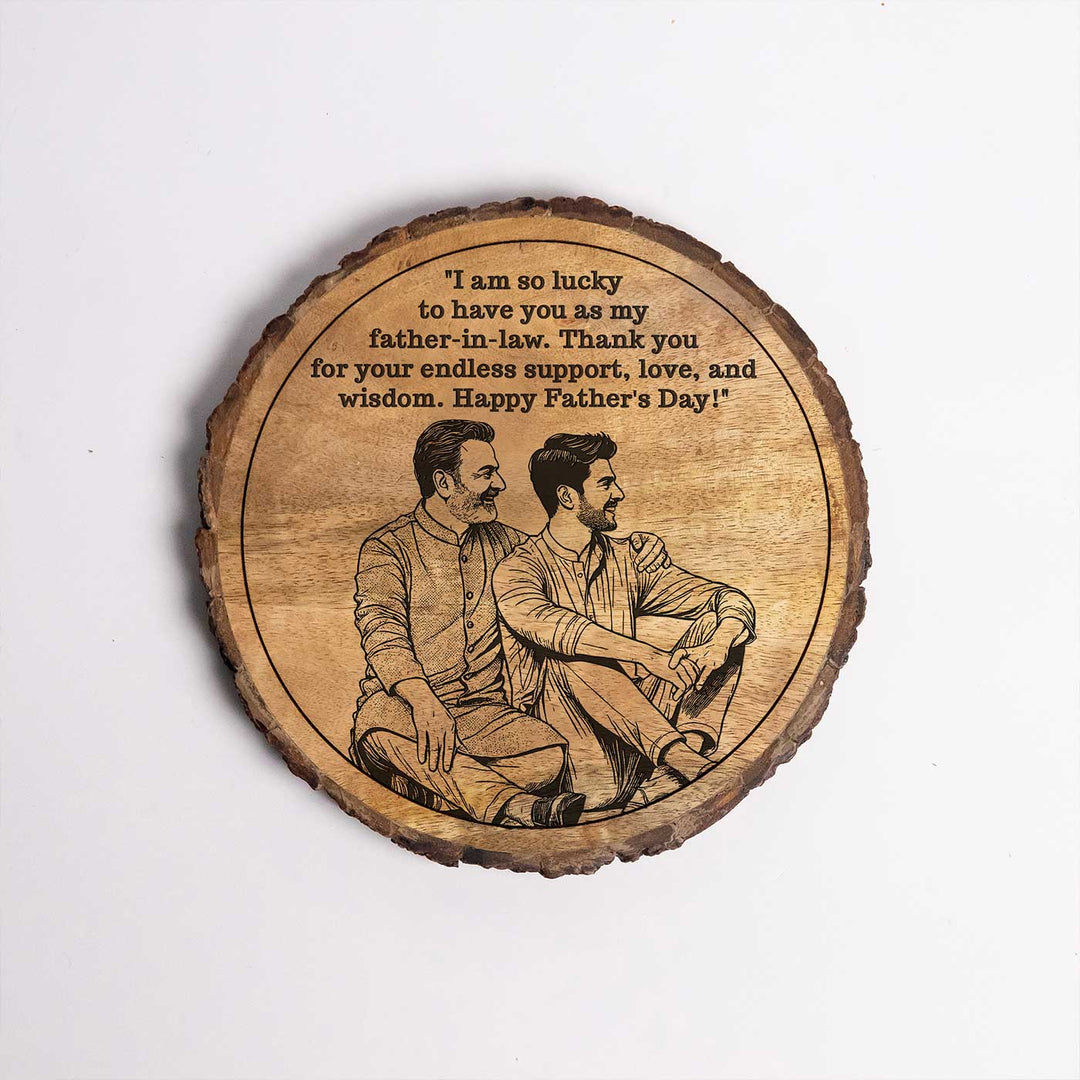Personalized Hand Carved Engraved Dad And Son Theme Wooden Decorative Plaque