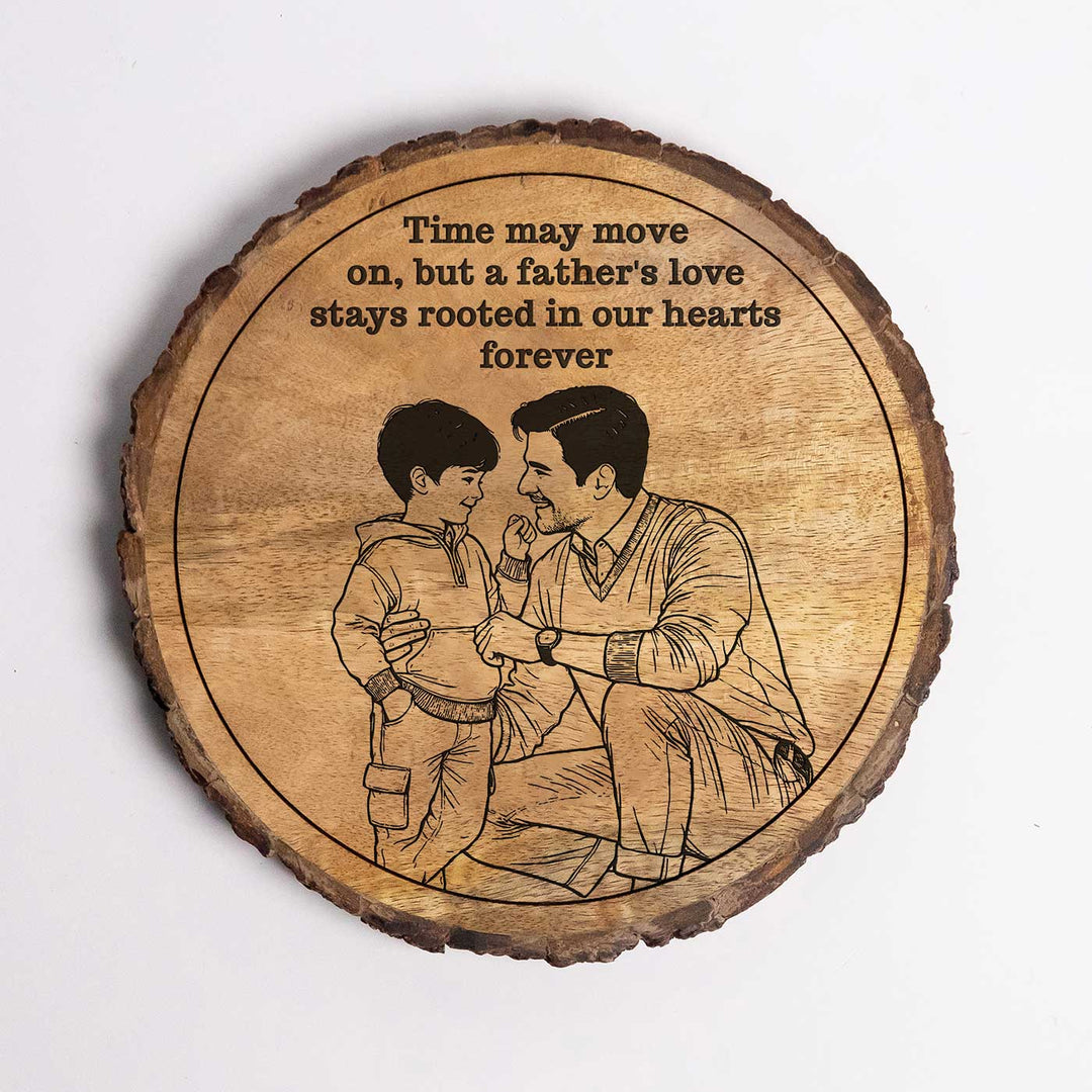 Personalized Hand Carved Engraved Dad And Son Theme Wooden Decorative Plaque