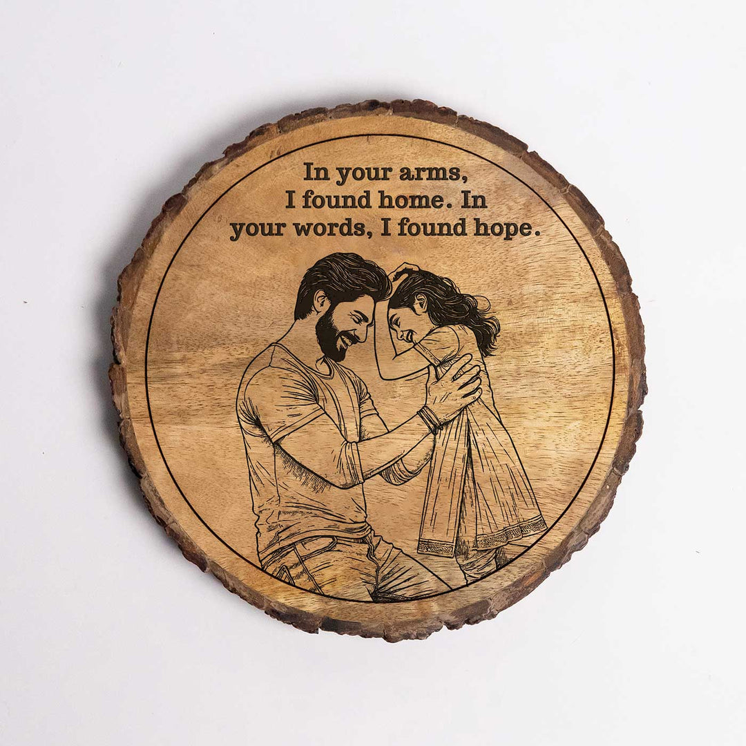 Personalized Hand Carved Engraved Dad And Daughter Theme Wooden Decorative Plaque