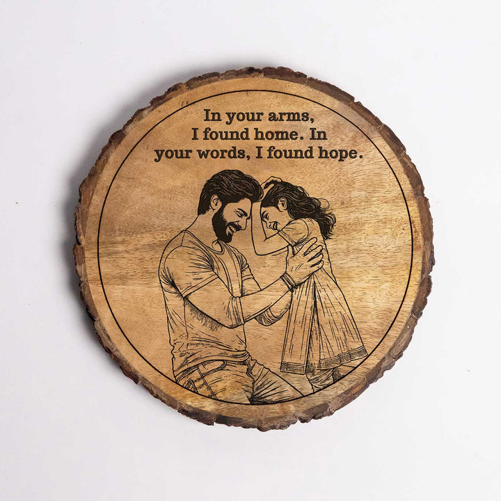 Personalized Hand Carved Engraved Dad And Daughter Theme Wooden Decorative Plaque