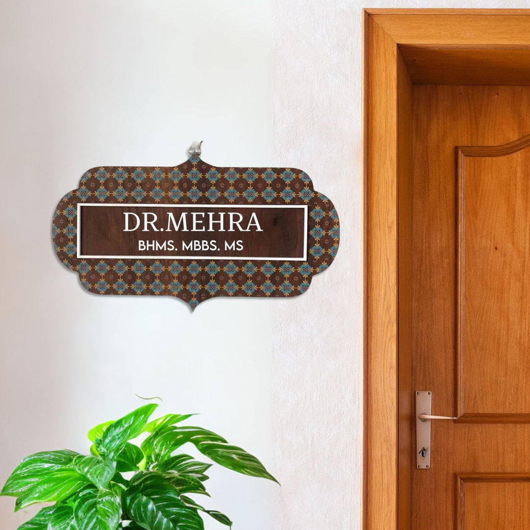 Vintage Wooden Name Plate With 3D Acrylic Letters For Doctor - Mounted on Entryway Wall
