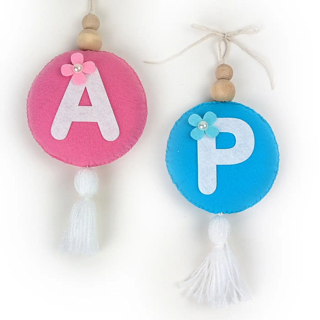 Personalized Round Monogram Felt Hanging With Tassel