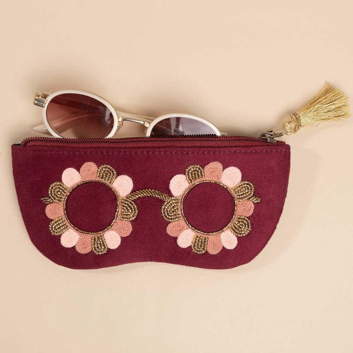 Handmade Embroidered Coolers Design Suede Sunglass Cover