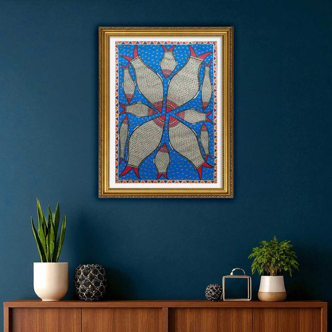 22 x 30 Inch | Family Of Fishes | Original Hand Painted Madhubani Painting | Natural Pigments On Paper
