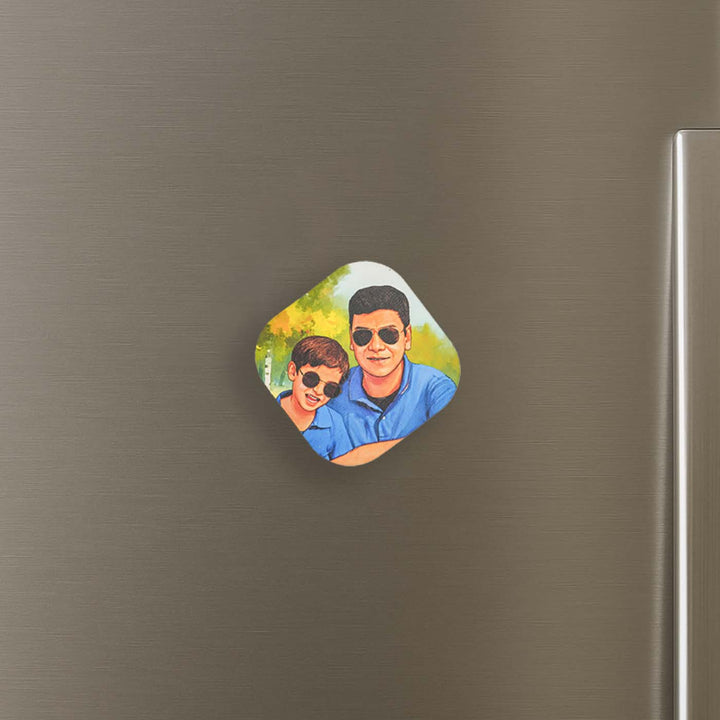 Photo Personalized Hand-Painted Dad Theme MDF Wood Fridge Magnet