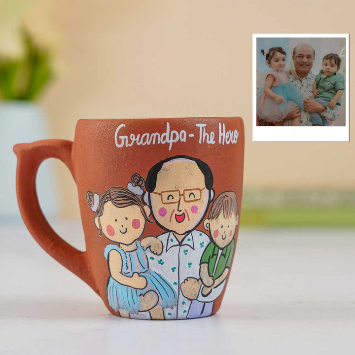 Handpainted Personalised 3D Terracotta Mug with Caricatures