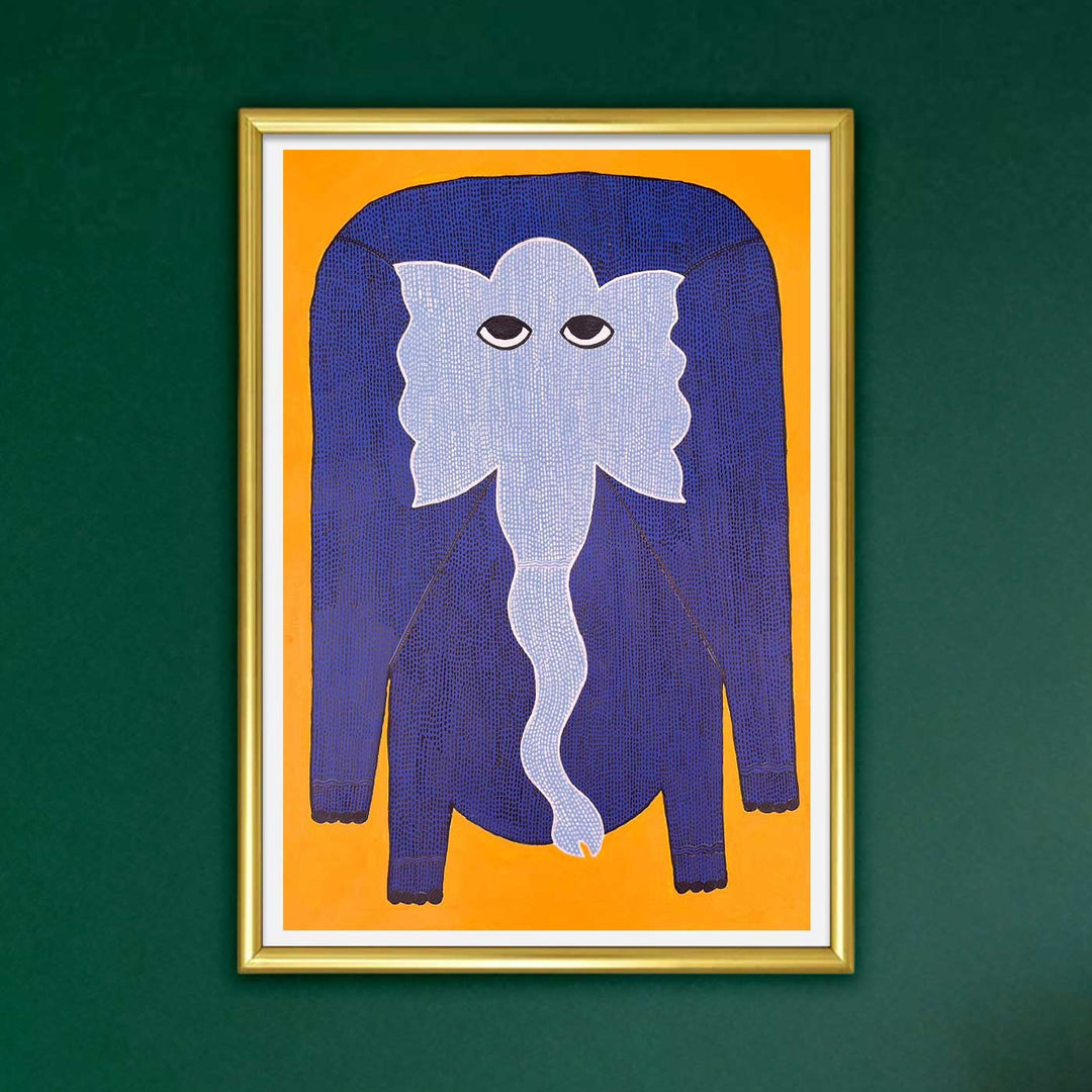 15 x 22 Inch | Elephant | Original Hand Painted Tribal Gond Art Painting | Acrylic Paints On Canvas