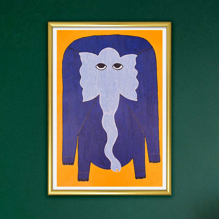 15 x 22 Inch | Elephant | Original Hand Painted Tribal Gond Art Painting | Acrylic Paints On Canvas